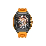 Черный корпус, серебряная заклепка, апельсиновые ленты (розовая золотая рыбка)