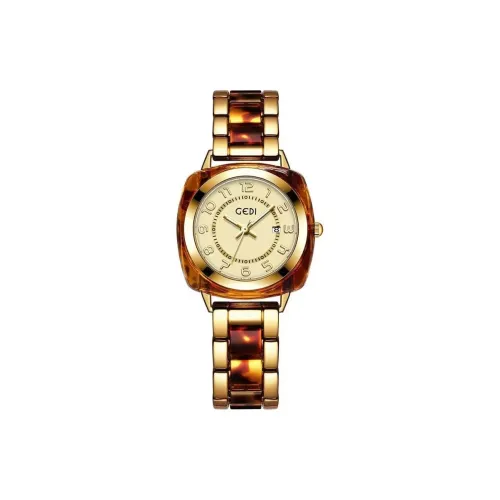 GEDI Кварцевый механизм сплав ремешок женские часы циферблат цвета кофе