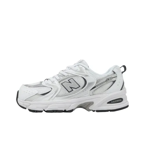 New Balance NB 530 Амортизация Легкий Амортизация Поддержка Низкий Топ Детские Лайфстайл Обувь Белый Серебряный Подростки