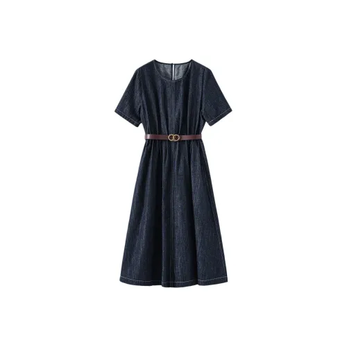 MH Темно-синий, женский, короткий рукав, платья