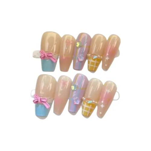 OUYUJI Ручной работы Готовый товар Съемный False Nail Миндальная кожа Jump Цвет Стиль Instagram