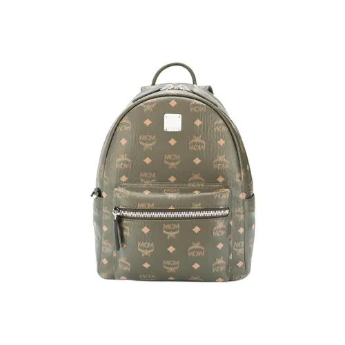 MCM Stark Visetos Ткань с кожаными вставками Рюкзак Стандартный Унисекс Зеленый