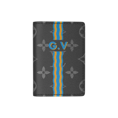 LOUIS VUITTON MonogramPocket Organizer Покрытый холст Держатель для паспорта Унисекс Черный Серый