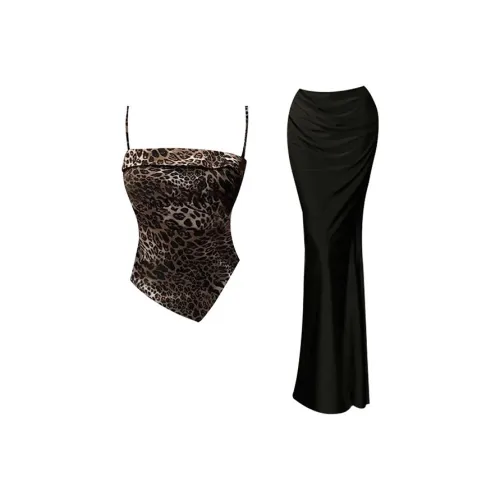 MARIE·COCO Леопардовый принт Топ на бретелях + Юбка Женские Комплекты с юбкой