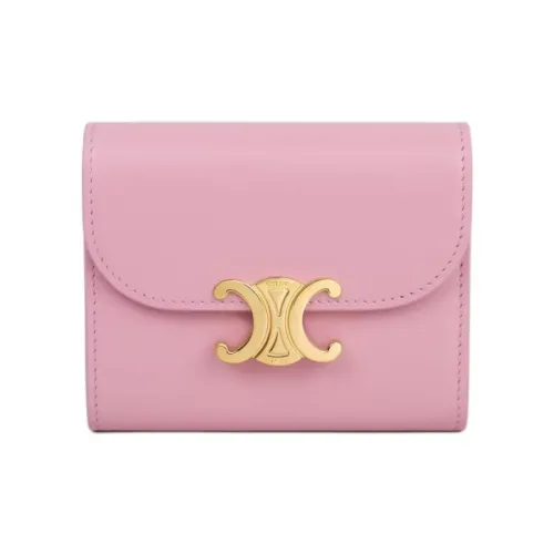CELINE Triomphe Коровья кожа Кошелек Стандартный Женский Велюр Розовый