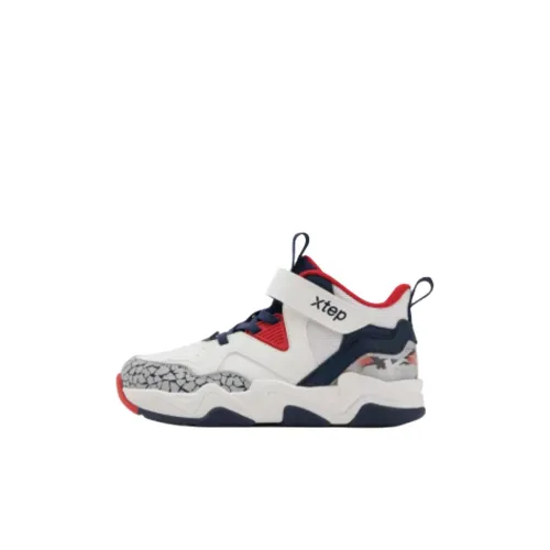 XTEP Детская баскетбольная обувь High Top Классический Белый Ночной Синий Для дошкольников