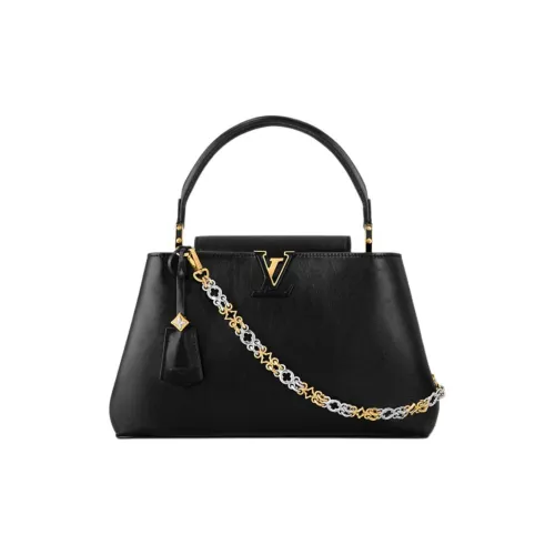 LOUIS VUITTON Capucines Корова Кожа Одно Плечо Сумка Средний Женский Черный