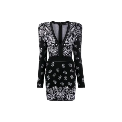 BALMAIN Черный Женские Длинные Платья с рукавами