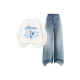 Сад Белый + Однотонный Синий Морская Соль