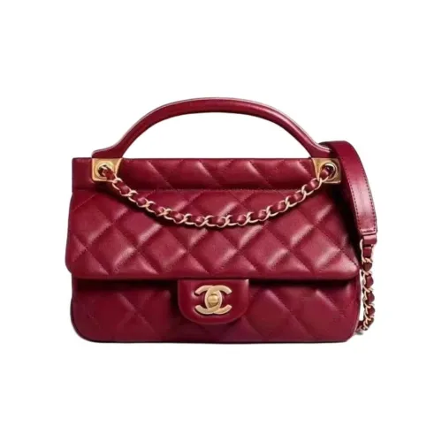 CHANEL Lambskin Flap Bag Hanger Handbag Crossbody Bag Shoulder Bag Small Women's Burgundy