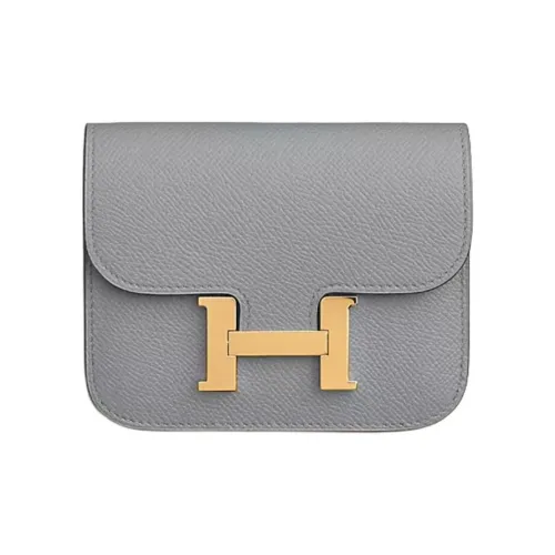 HERMES Constance Slim Epsom Телячья кожа Кошелек Женские Mist Серый