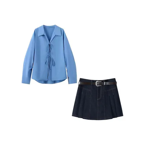 MARIE·COCO Синий топ + Юбка Женские Комплекты с юбкой