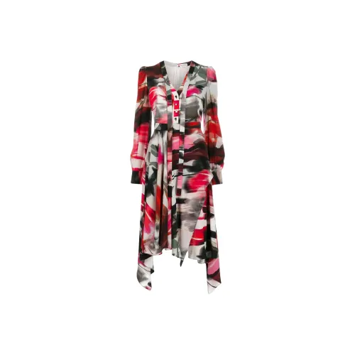Alexander McQueen Red Женские Длинные Рукава Платья