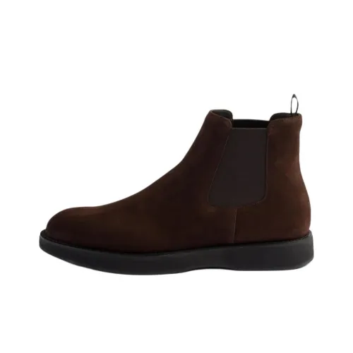 PRADA Короткий Челси Мужской Темно-коричневый