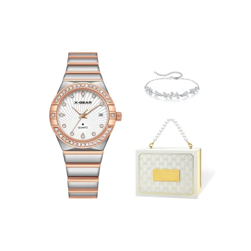 X Шестерня Коллекция созвездий Кварцевый механизм Ремешок из нержавеющей стали Часы Женские Белый циферблат