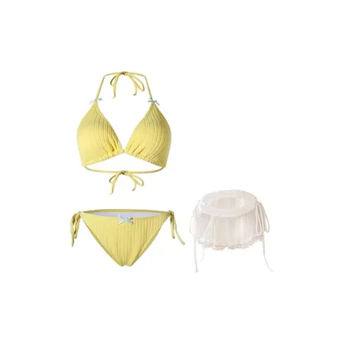 TLXT Желтый Бикини Купальник Три предмета Набор + [Коробка] Женское нижнее белье Наборы