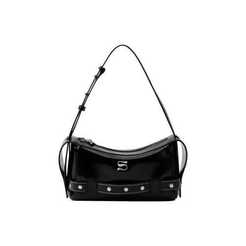 SMOSMOS Коровья кожа Подмышечная сумка на плечо Стандартная Женская Металлик Черный