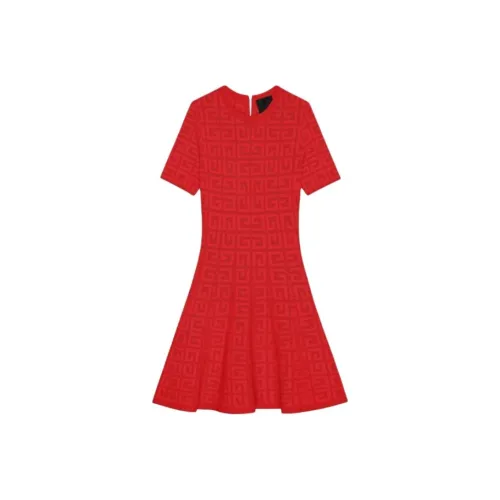 GIVENCHY Короткое платье с короткими рукавами женское красное