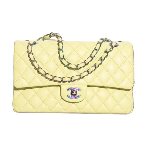 CHANEL Classic Flap CF Телячья кожа Сумка через плечо Женская Желтая