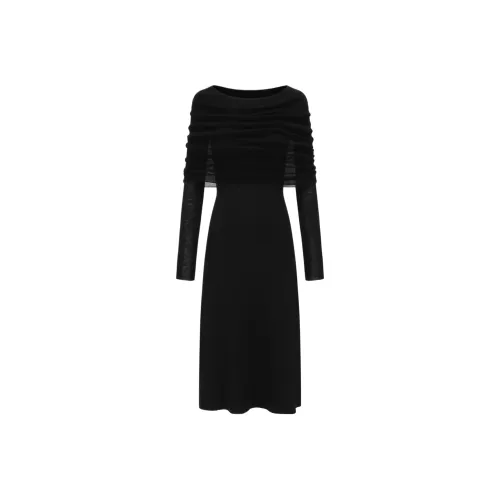 SWAYING KNIT Черный Женские Длинные Платья с рукавами