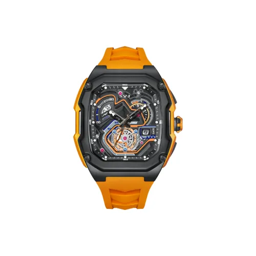 SVJ Кварцевый механизм силиконовый ремешок мужские часы циферблат с открытым механизмом