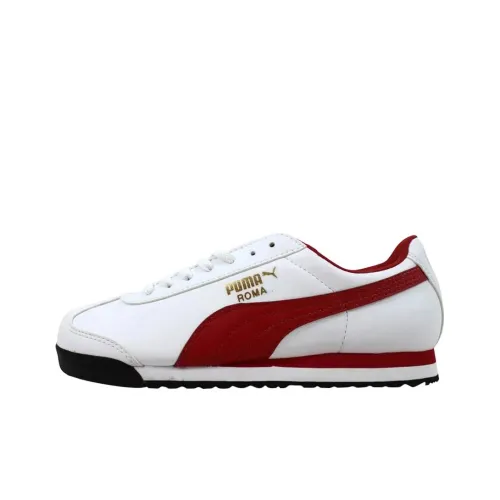 PUMA Roma Basic Low Top Kids Lifestyle Shoes White Red Teenagers