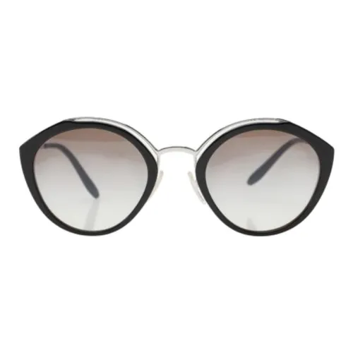PRADA Пластик Круглый Солнцезащитные очки Женские Серебряные