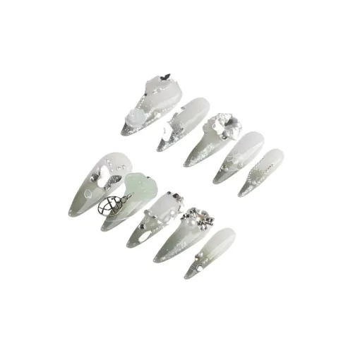 YIYIHE Мягкий Освежающий MID Длина Укороченный Короткий Квадратный Круглый Бело-зеленый Градиент