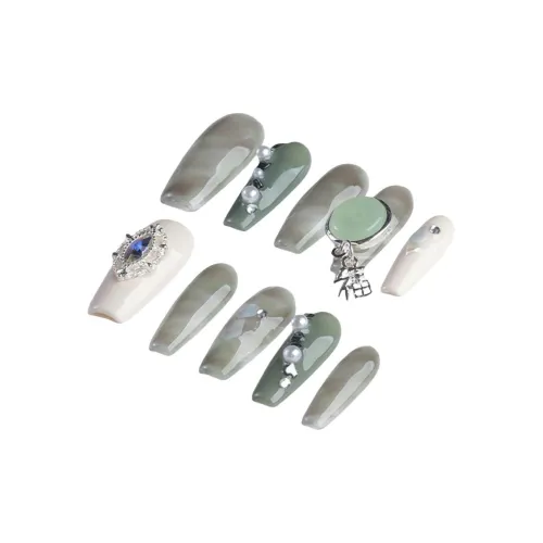 YIYIHE Мягкий Fashion Minimalist Style Благословение MID Длина Укороченный Короткий Квадрат Круглый Зелено-серый Smudge