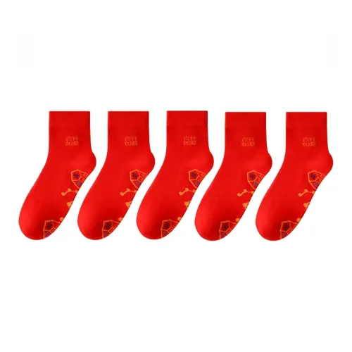 MIIOW 5 пар красных мужских носков MID до икры