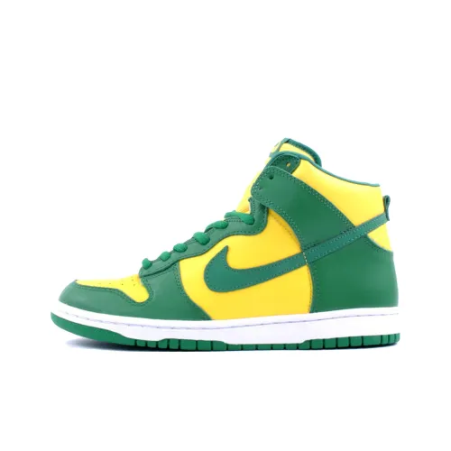 Nike Dunk High Топ Скейтборд Кроссовки Мужские Желто-Зеленые