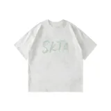 Белый, зеленый, с принтом