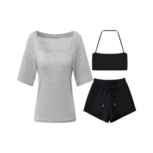 TIBINB Топ на бретелях + T Рубашка + Шорты Женские Повседневные костюмы
