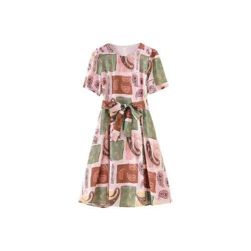 MH Многоцветный Цветочный Дизайн Женские Короткие Платья с Длинными Рукавами