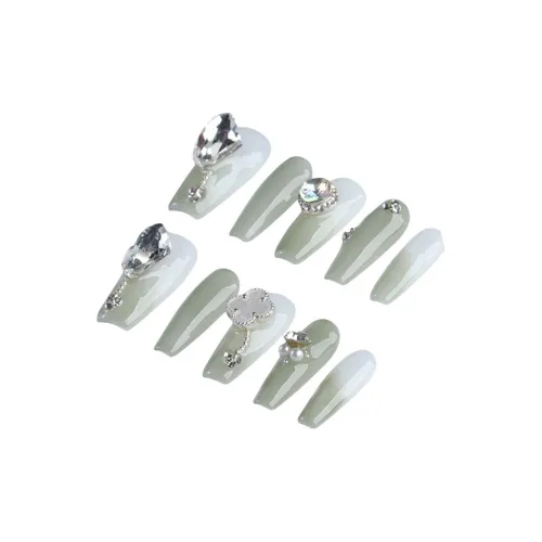 YIYIHE Мягкий Fashion Elegant Зеленый Градиентный MID Cropped Короткий Square Round Green Gradient