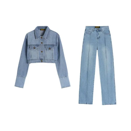 ONNFB Синий Куртка + Брюки Женские Повседневные Костюмы