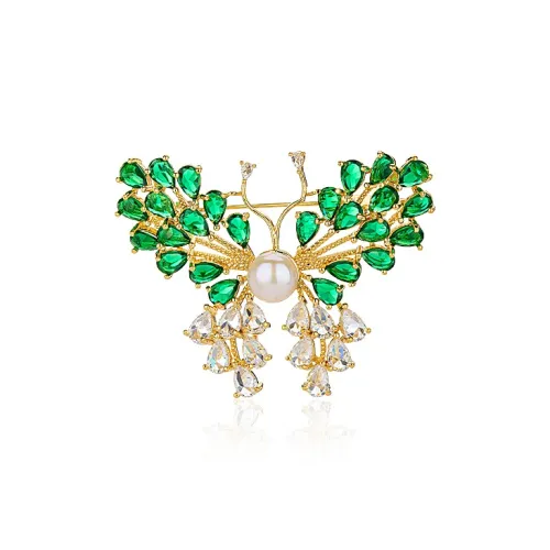 CHERAN Пресноводный жемчуг Броши Женские Зеленый