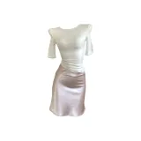 Повседневный костюм (топ + розовая юбка)