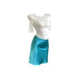 Повседневный костюм (топ + юбка павлиний синий)