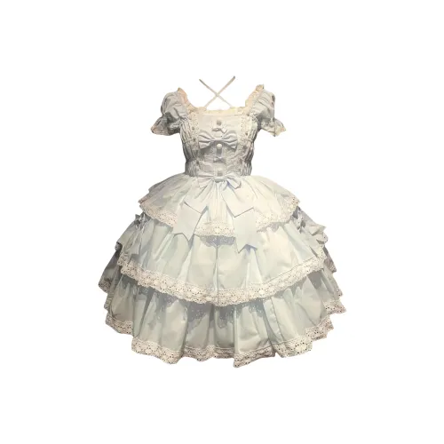 WLEQK Сине-белые Женские Лолита Платья