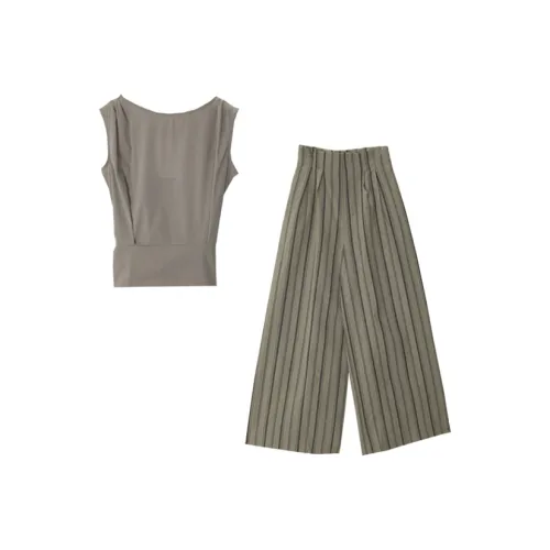 TIBINB Топ без рукавов + брюки Женские Повседневные костюмы