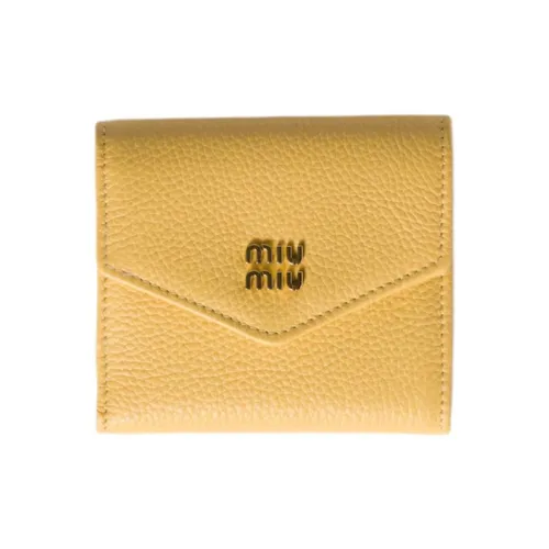 MIU MIU SS23 CNY Коровья кожа Кошелек Маленький Унисекс Желтый