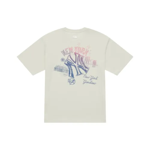 MLB Base Logo New York Yankees SS25 T-Shirt Unisex С принтом по всей поверхности Песочный