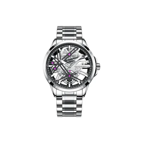 GUANQIN Connoisseur Collection Кварцевый механизм ремешок из нержавеющей стали мужские часы серебристый циферблат