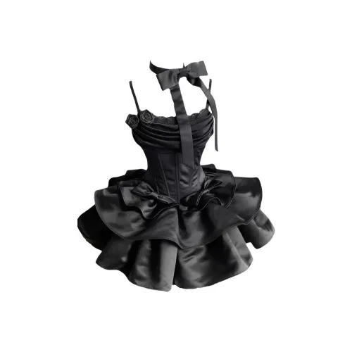 WLEQK Черный Женские Лолита Платья