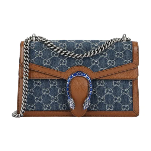 GUCCI Dionysus Denim с кожаными вставками сумка через плечо маленькая женская серый синий и коричневый
