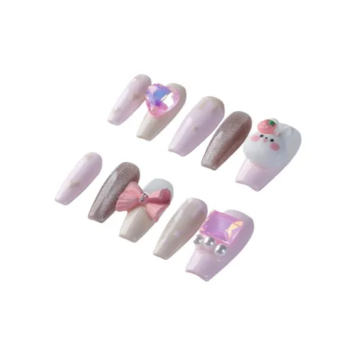 YIYIHE Cute Cartoon Кролик MID Cropped Short Square Round Pink Solid Color Cute