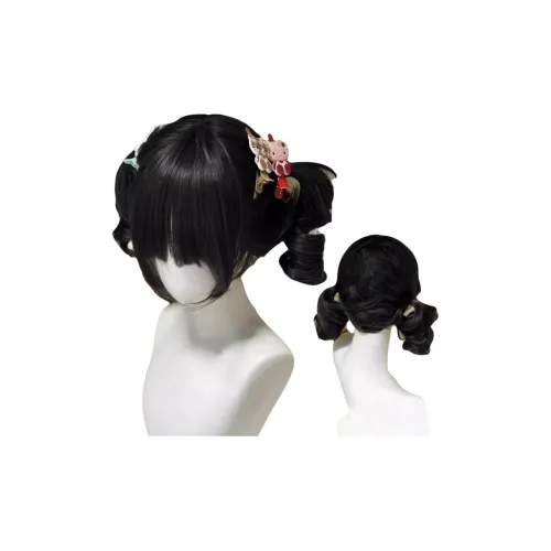 Sweet Pillow House Прямые волосы Дракон Борода Двойной Шар Женские Съемный Цветочная почка Голова Полный комплект Высокая температура Пряжа