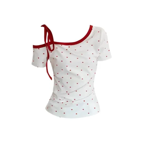 ADXKM Белое основание с красной точкой женские футболки T