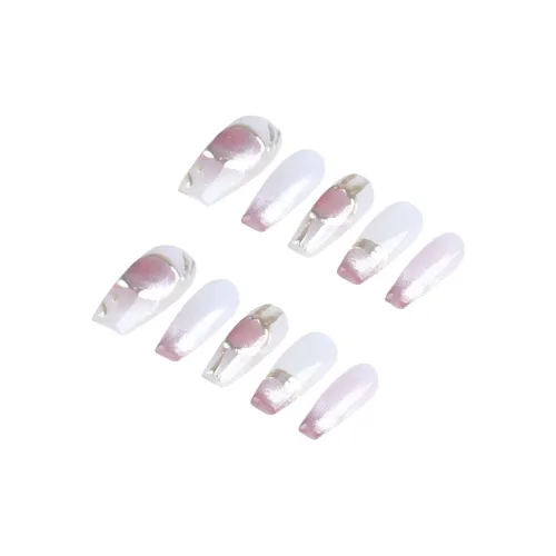 YIYIHE Розовый Смешанный Кошачий глаз False Nail MID Длина Укороченный Короткий Квадрат Круглый Розовый Смузи